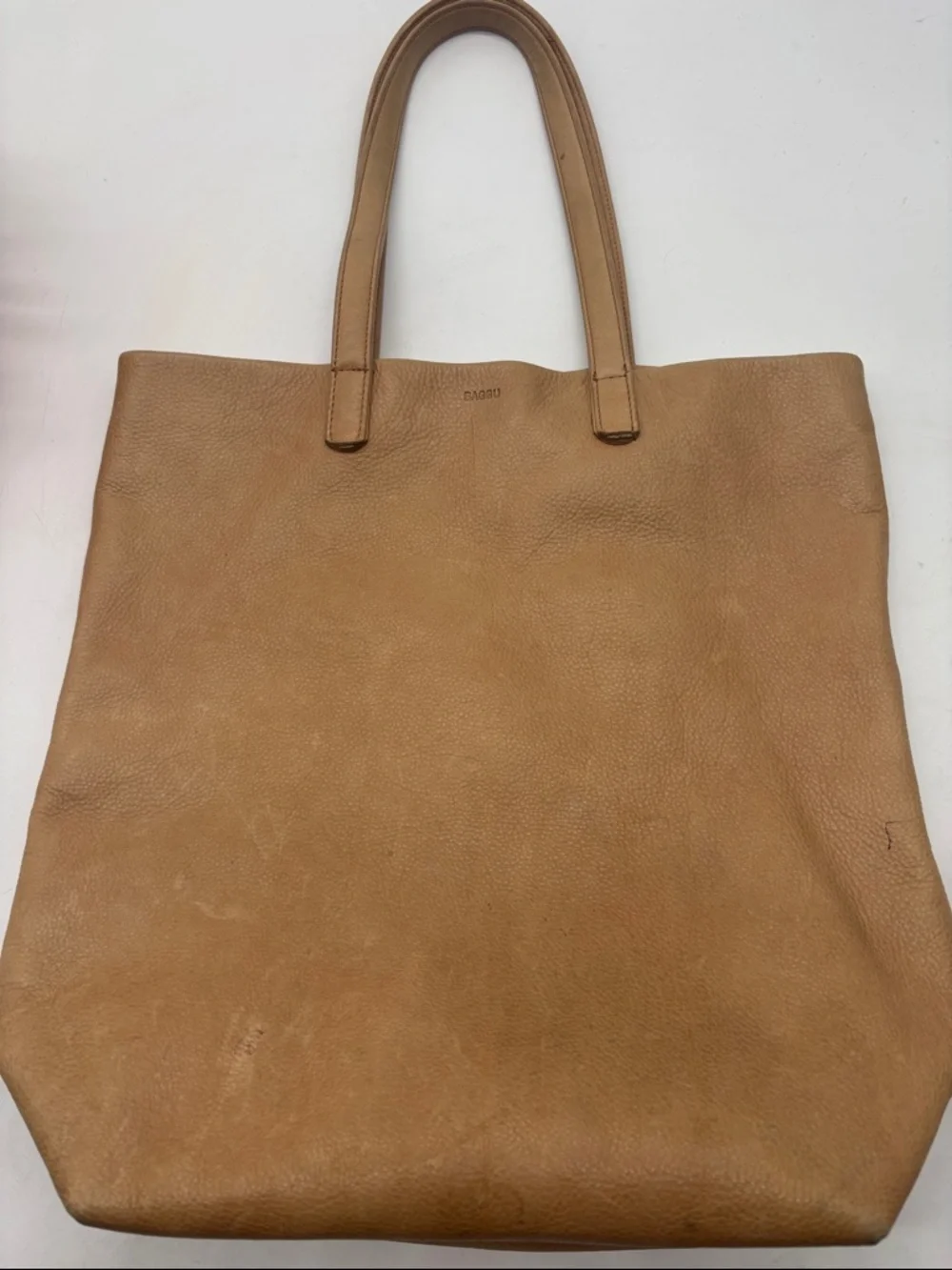 Baggu Leather Tote Bag in Tan - Classic Women’s Carryall As is condition - Picture 1 of 10